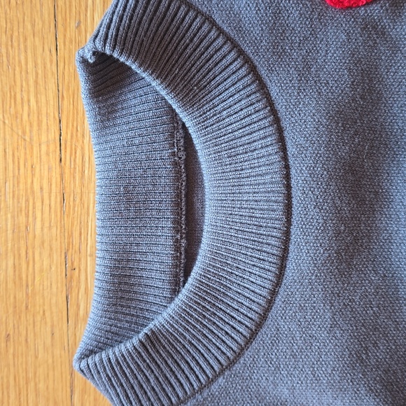 NWT, Evereve, Oversize Heart Pullover Sweater, Gray/Red, Embroidered Hearts, S - Picture 3 of 15